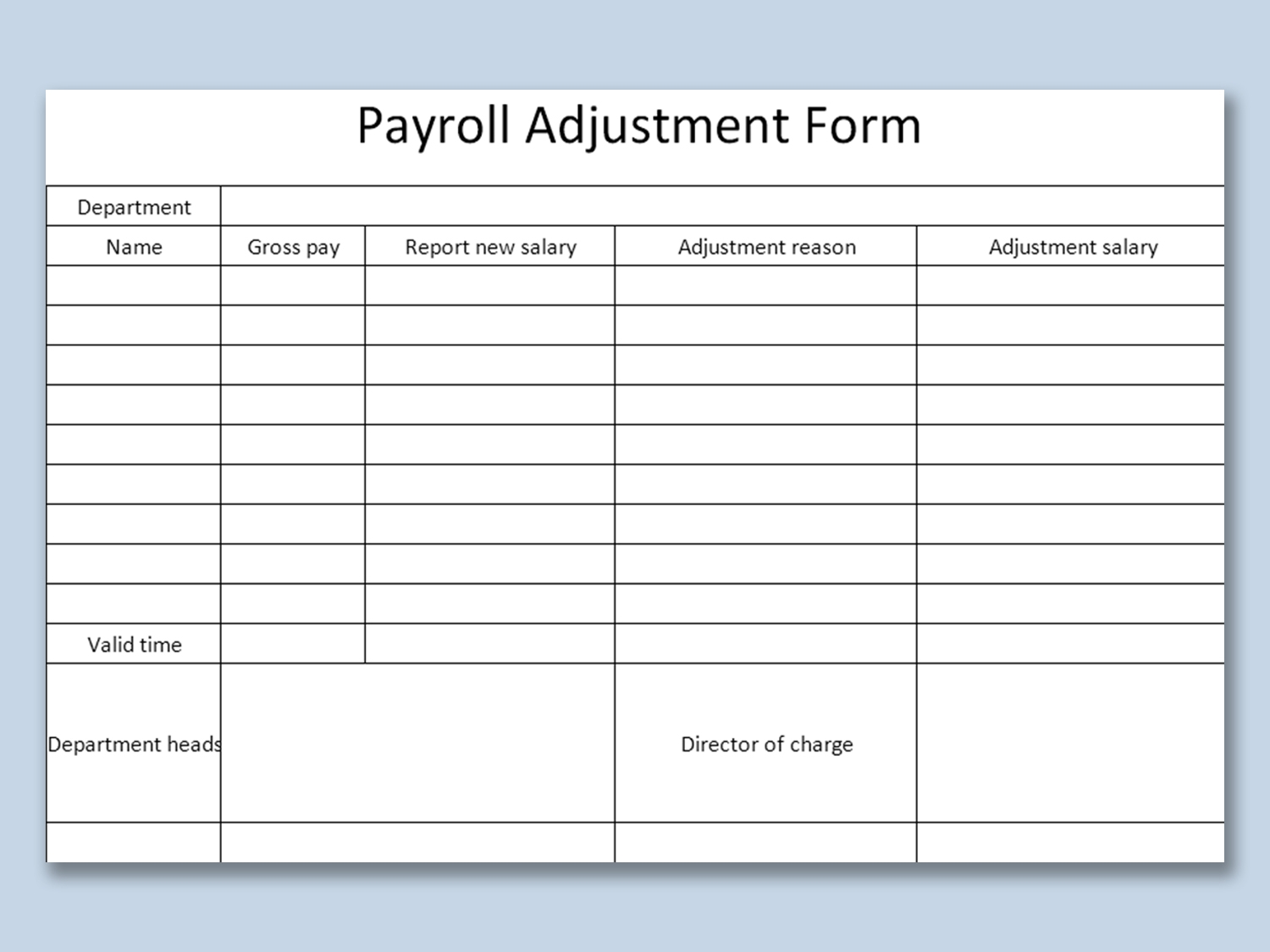 EXCEL Of Payroll Adjustment Form xls WPS Free Templates EXCEL Of Payroll Adjustment Form xls WPS Free Templates