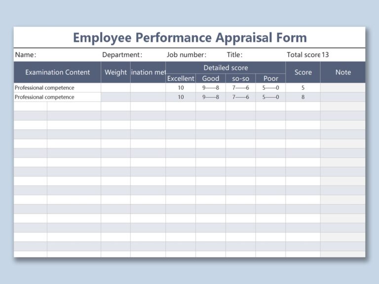 EXCEL Of Simple Employee Performance Appraisal Form xlsx WPS Free Templates