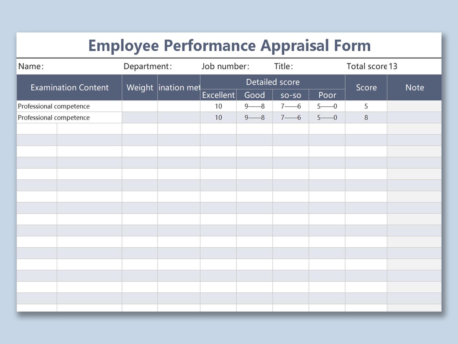 EXCEL Of Simple Employee Performance Appraisal Form xlsx WPS Free Templates EXCEL Of Simple Employee Performance Appraisal Form xlsx WPS Free Templates