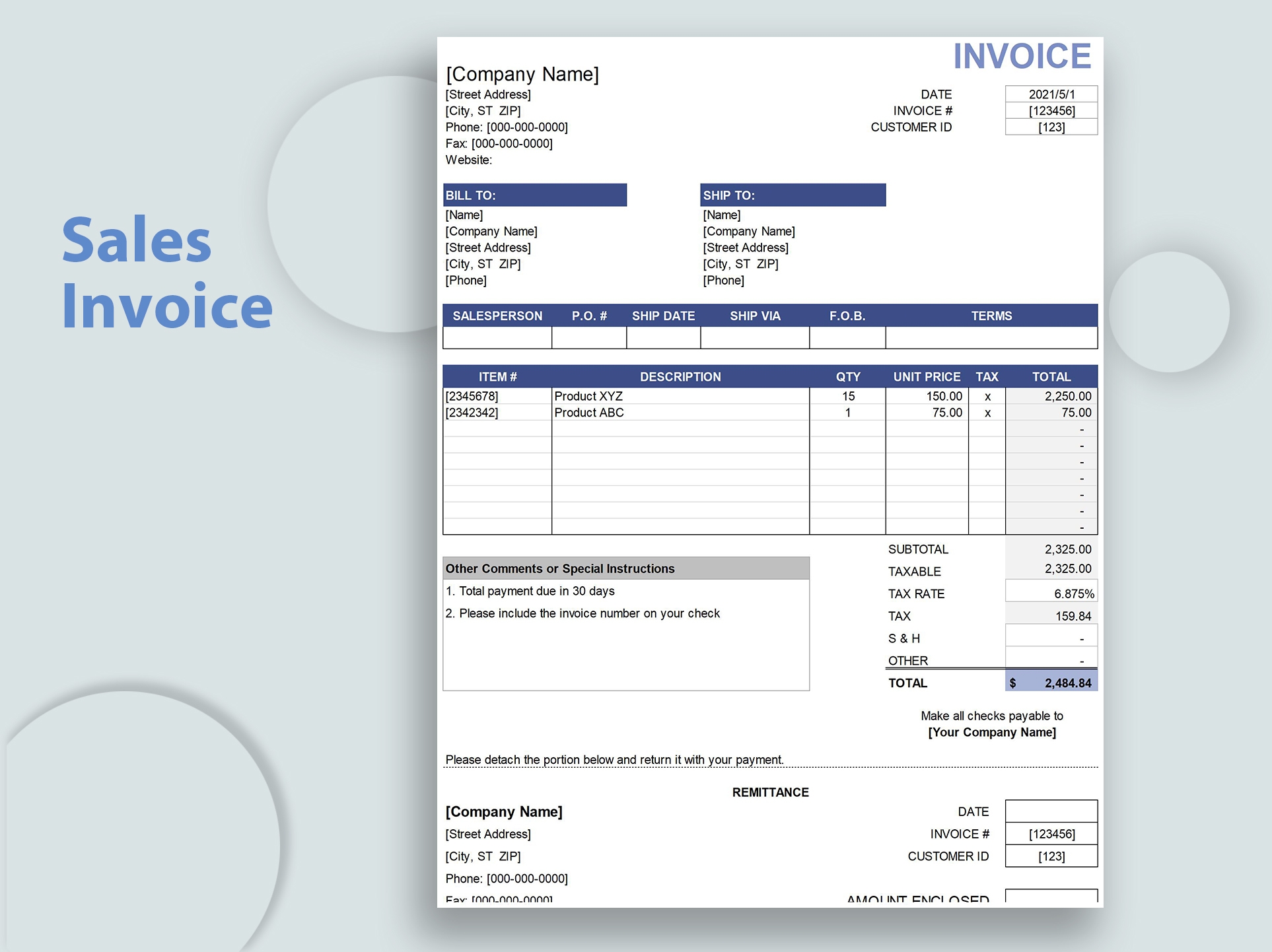 EXCEL Of Simple Useful Sales Invoice xlsx WPS Free Templates