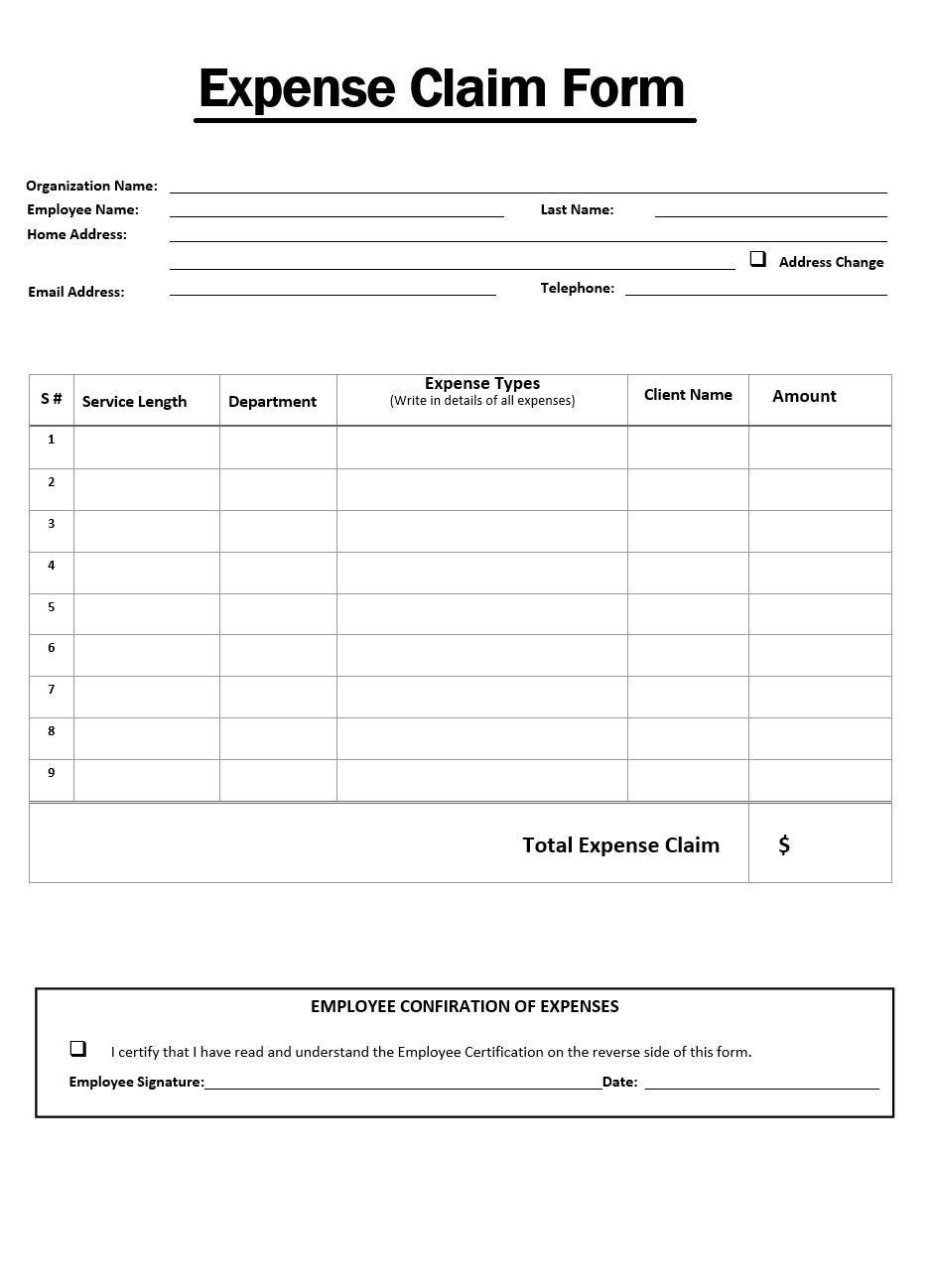 Expense Claim Form Free Word Templates Expense Claim Form Free Word Templates