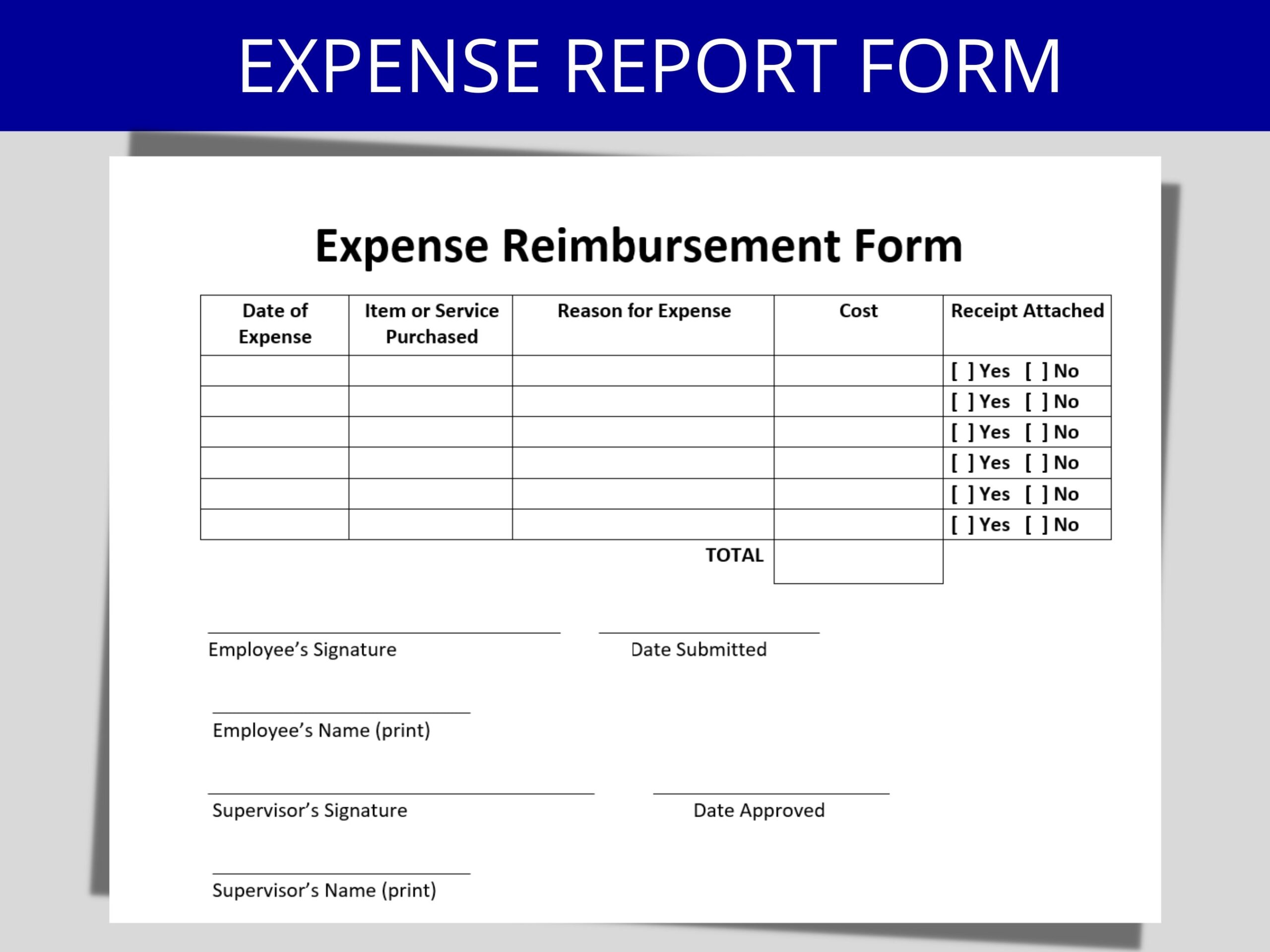 Expense Report Form Employee Reimbursement Expenses Editable Printable Template Travel Expense Simplistic HR Templates Forms Etsy