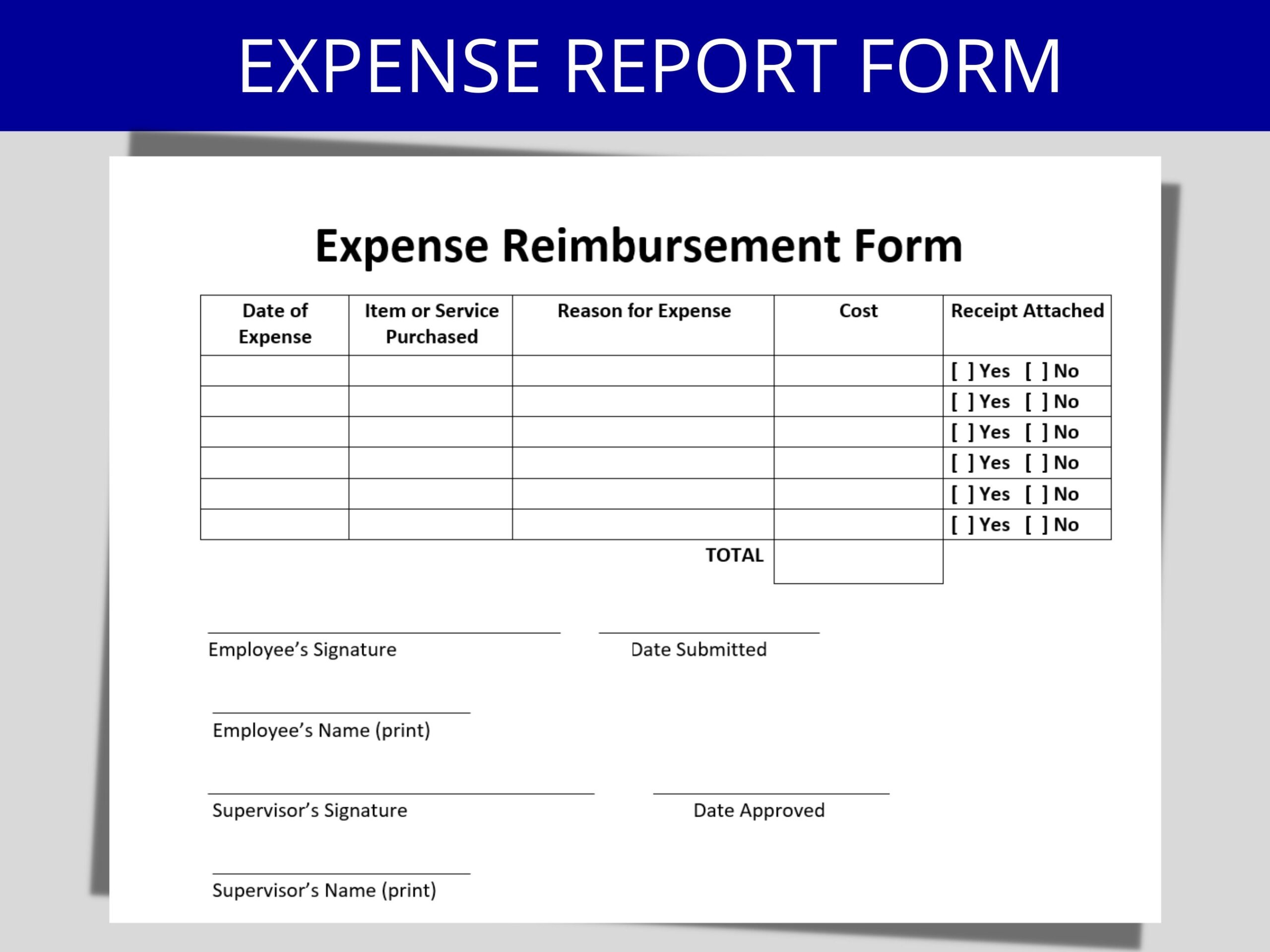 Expense Report Form Employee Reimbursement Expenses Editable Printable Template Travel Expense Simplistic HR Templates Forms Etsy