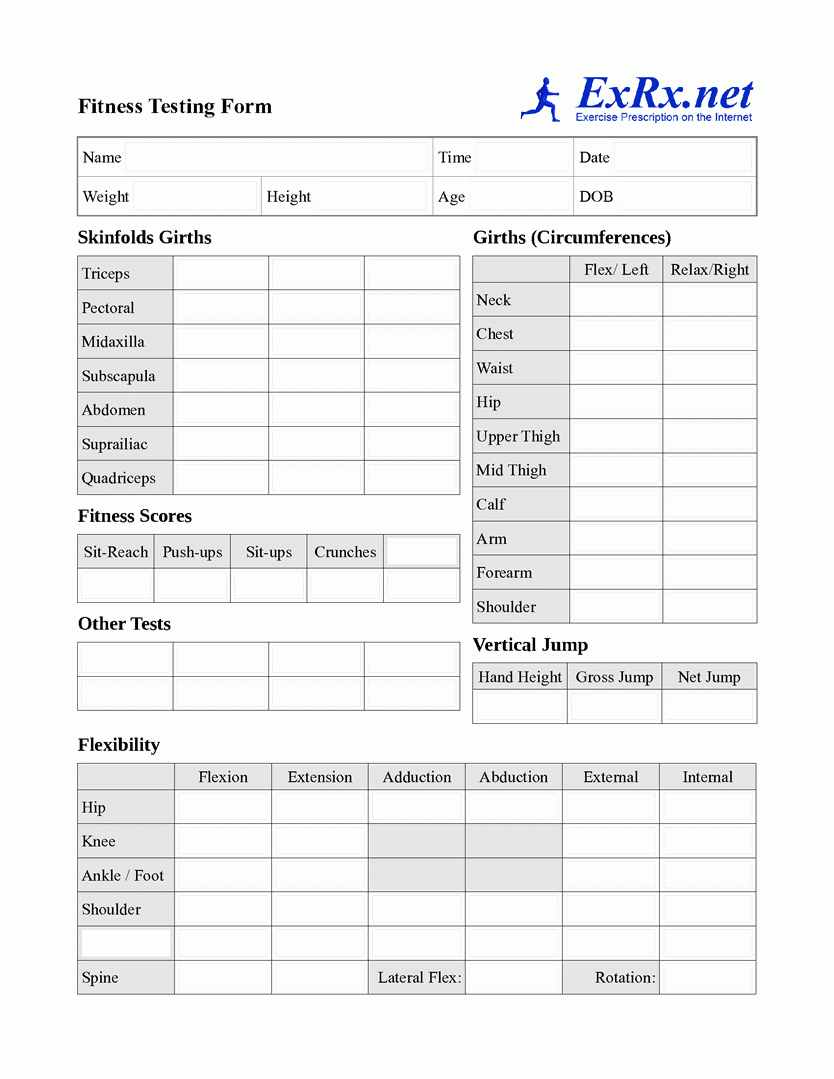 ExRx Fitness Assessment Form