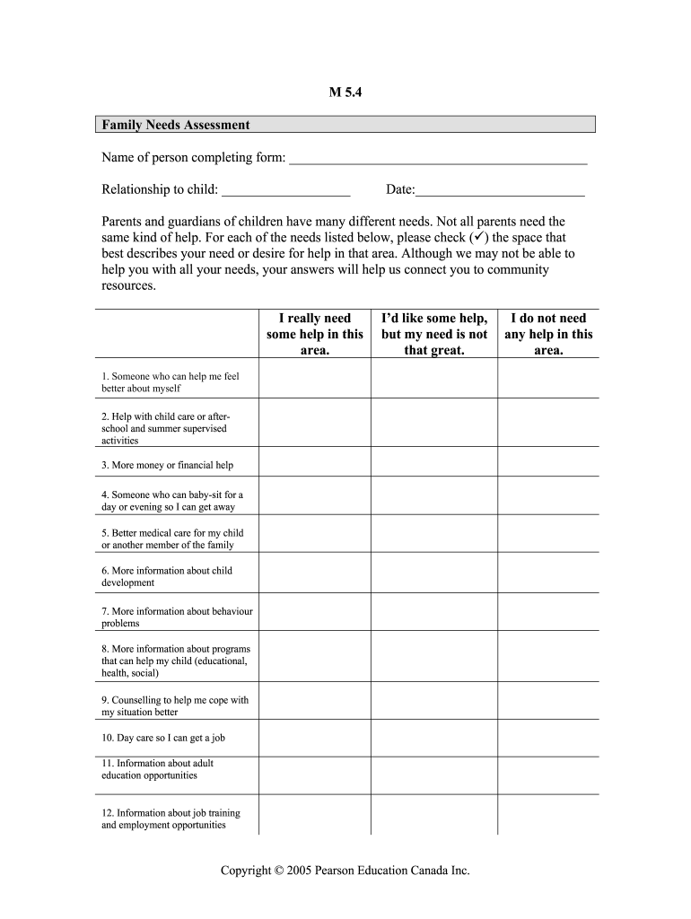 Family Needs Survey Fill Online Printable Fillable Blank PdfFiller