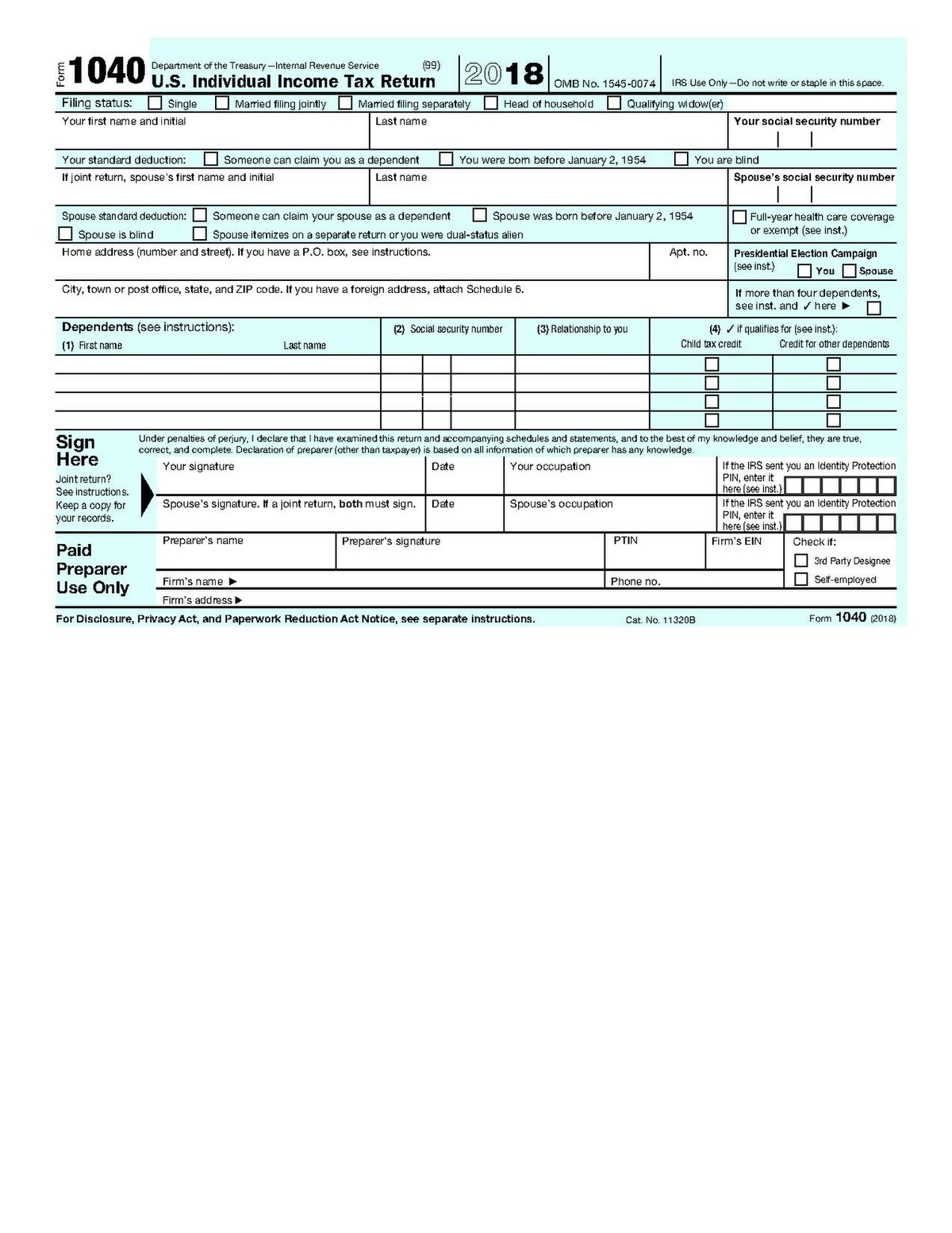 irs printable tax forms