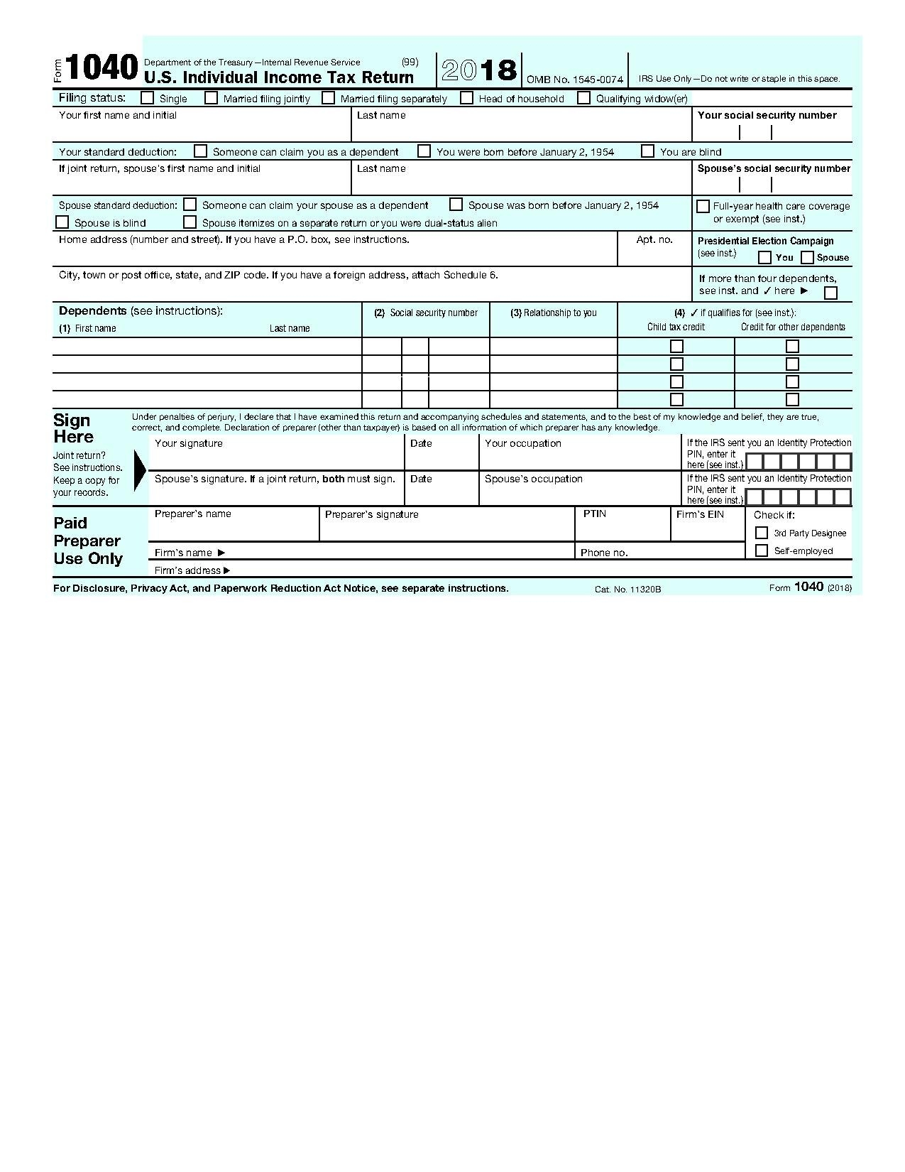 printable 1040 tax form 2024