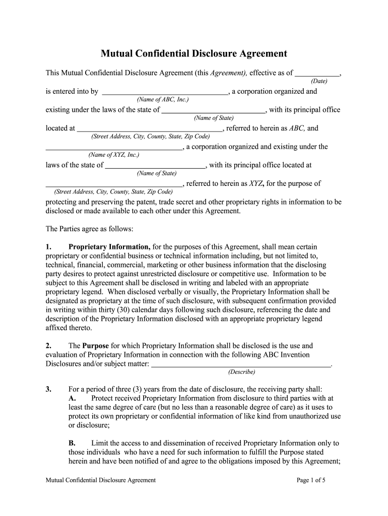 Fill And Sign The Mutual Non Disclosure Agreement This Agreement Is Made Effective Form