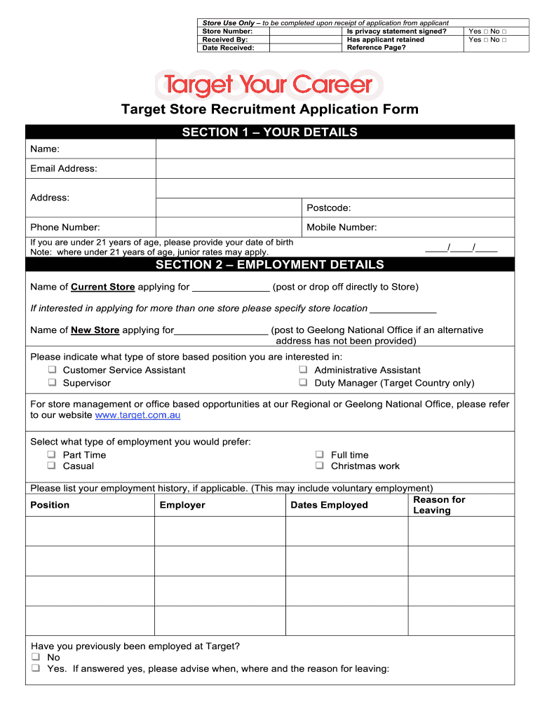 Fill Out Application For Target Online Fill Online Printable Fillable Blank PdfFiller