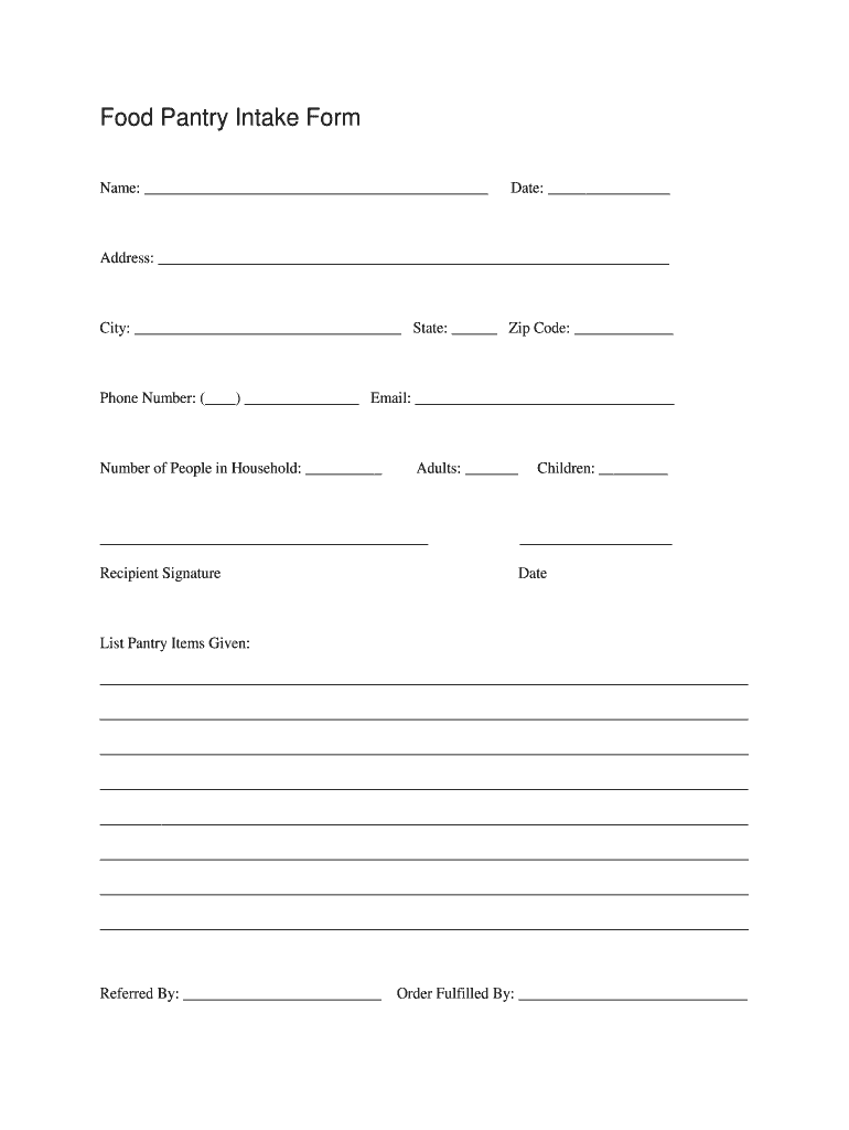Fillable Online Food Pantry Intake Form Finalweb Fax Email Print PdfFiller