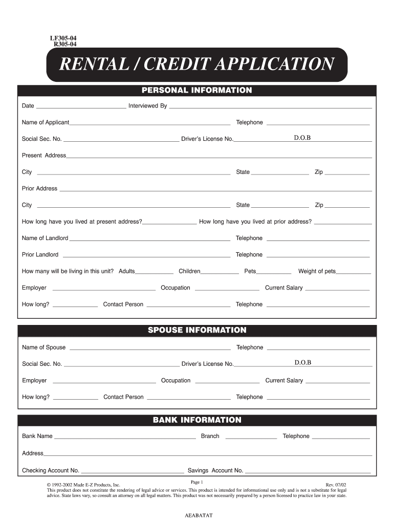 printable free credit application form pdf