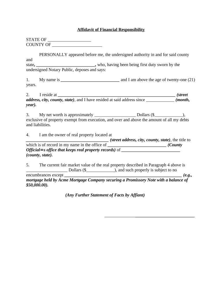 Financial Responsibility Form Fill Out Sign Online DocHub