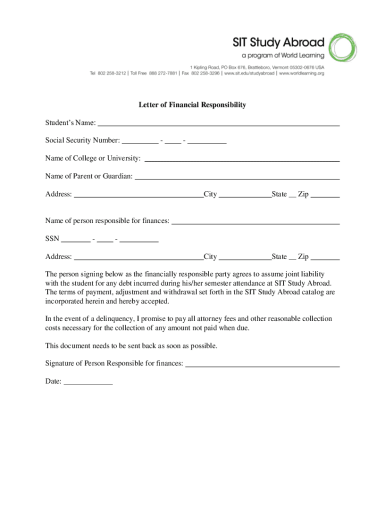 financial responsibility form