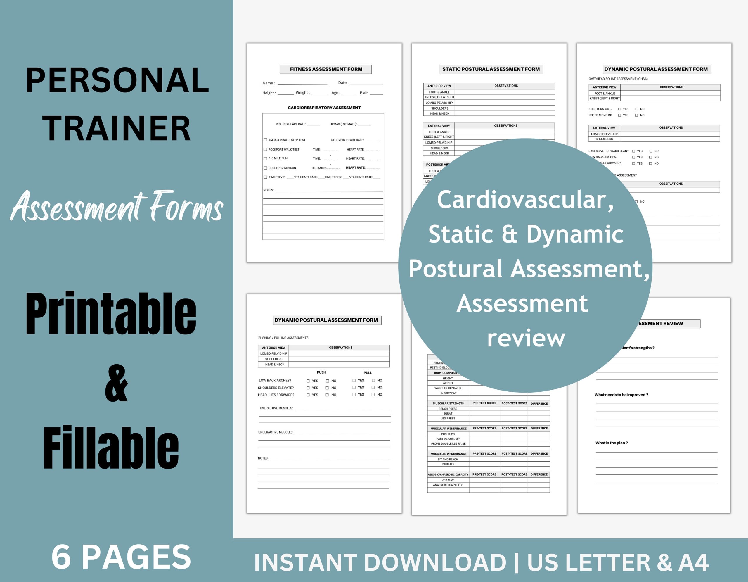 Fitness Coaching Assessment Forms New Client Intake Form Personal Training Templates Assessment Templates For Personal Trainer PT Forms Etsy