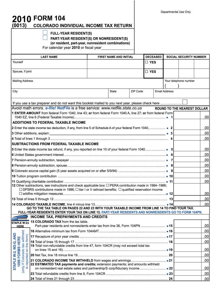 Form 104 Colorado Fill Out Sign Online DocHub