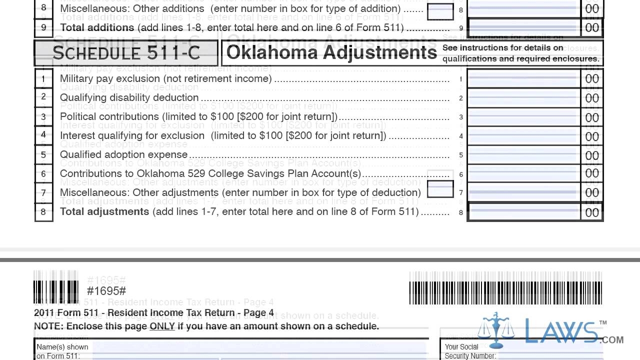 Form 511 Oklahoma Resident Income Tax Return And Sales Tax Relief Credit Form YouTube