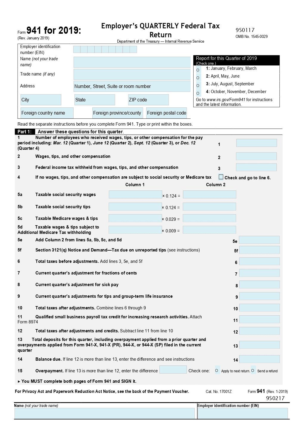 federal tax form