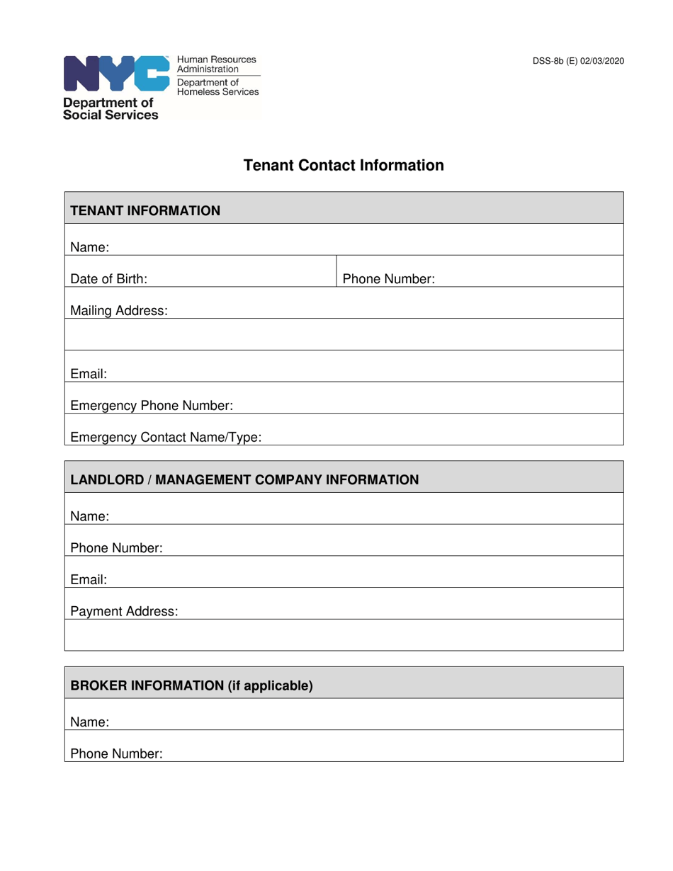 Form DSS 8B Fill Out Sign Online And Download Printable PDF New York City Templateroller