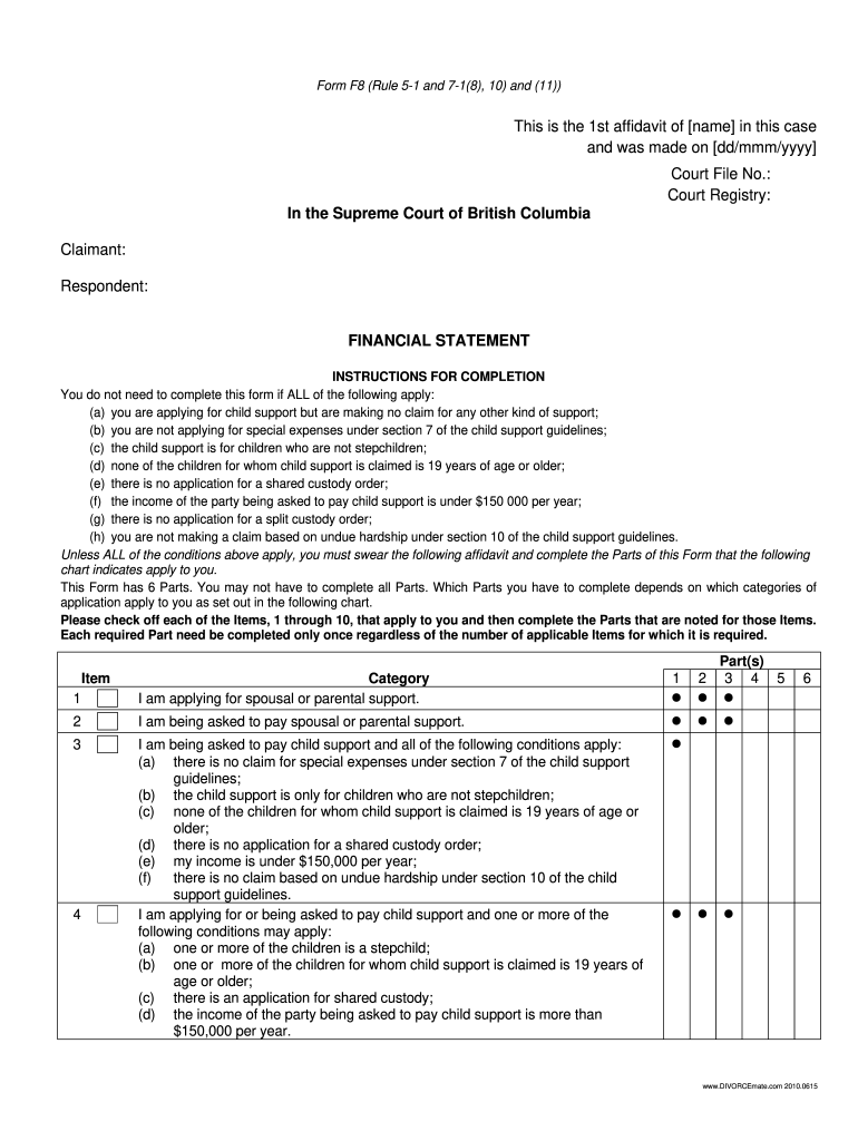 Form F8 Financial Statement Fillable Pdf Fill Out Sign Online DocHub