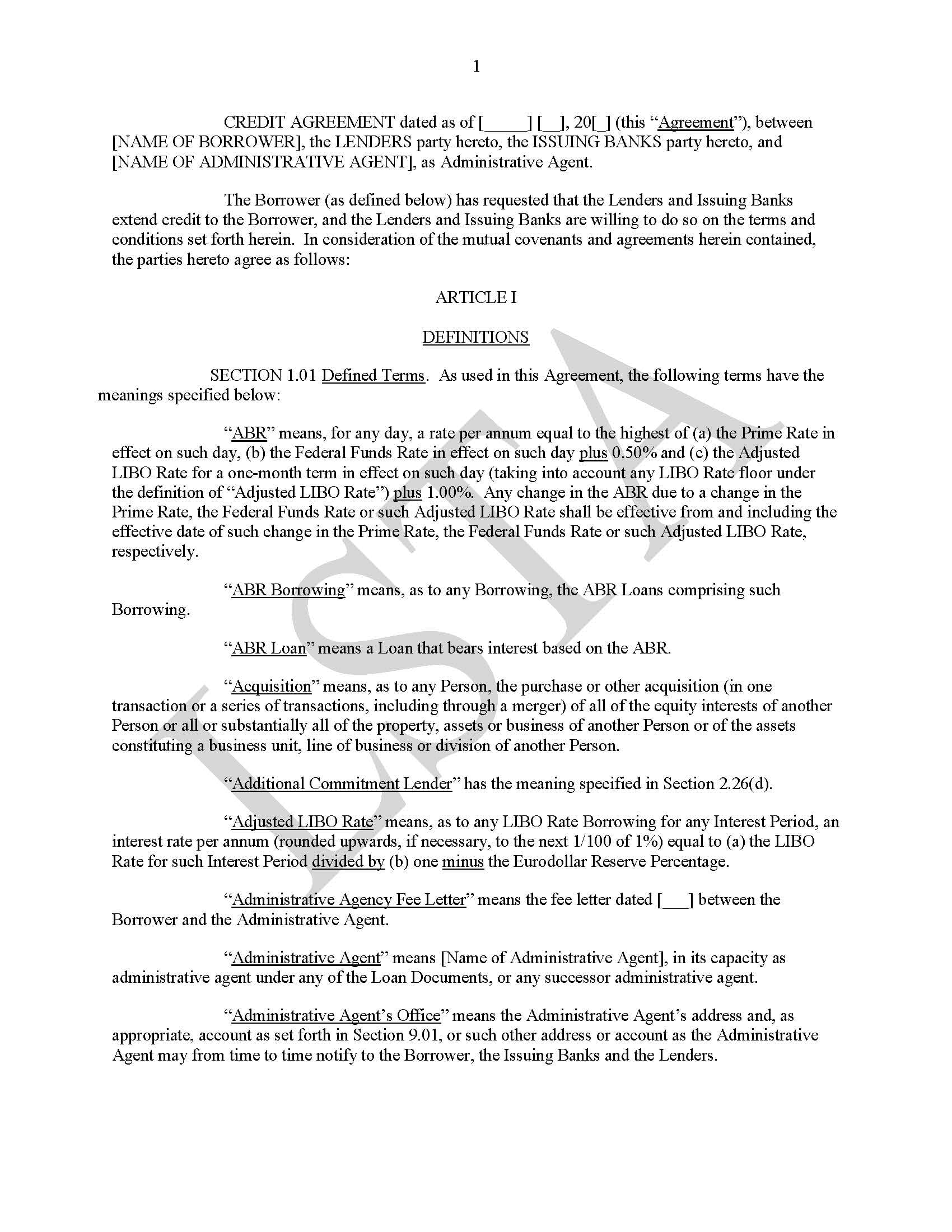 facility agreement form