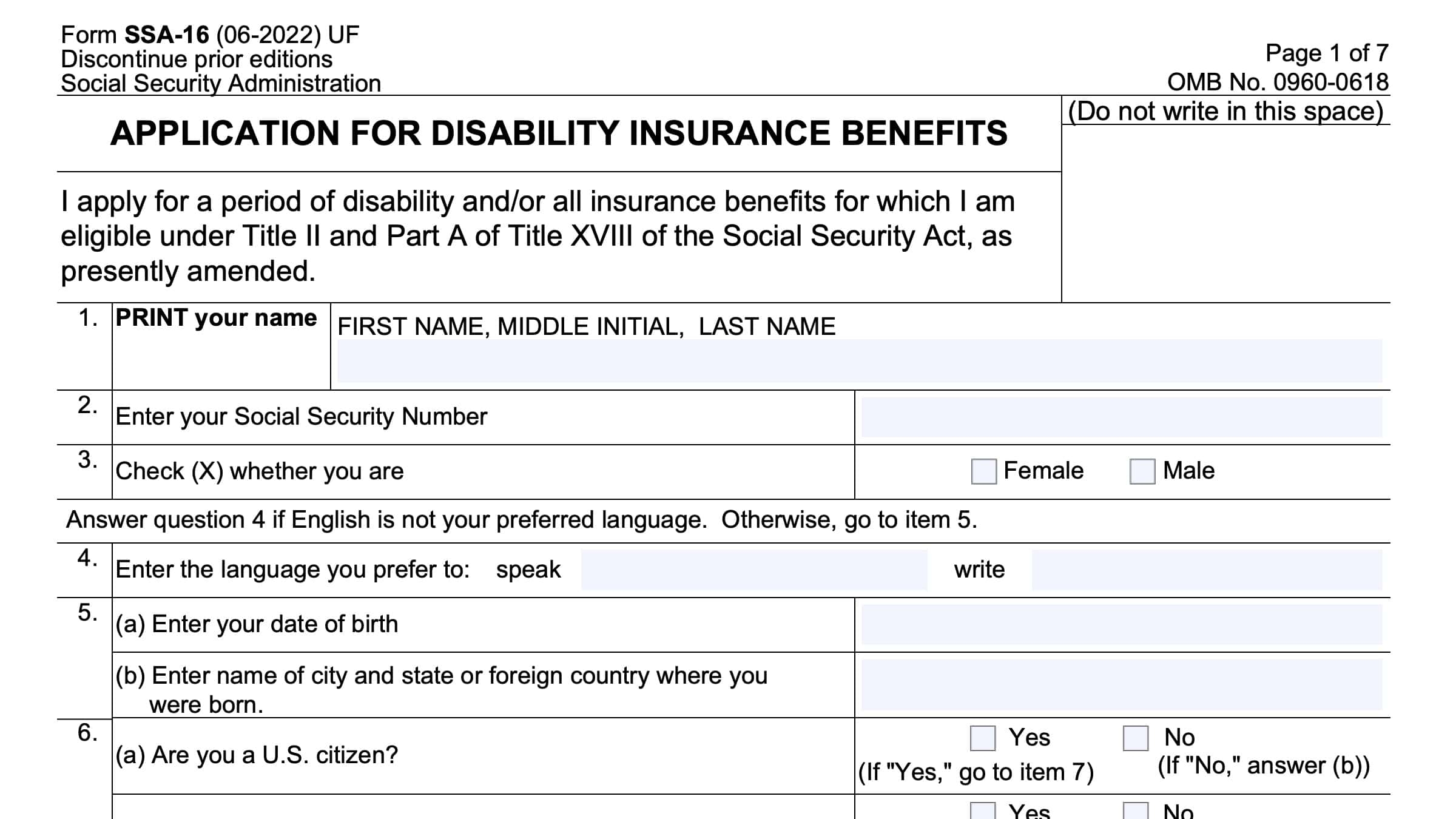 social security administration form