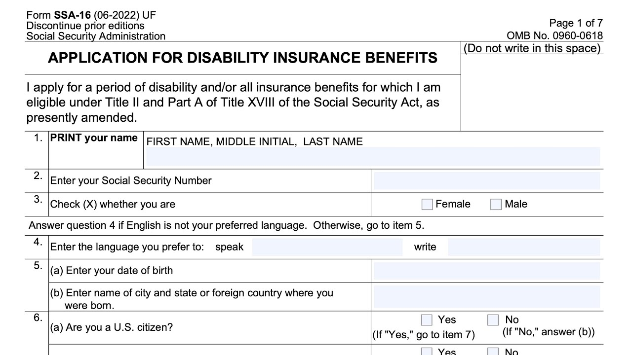 disability application form printable disability application form printable