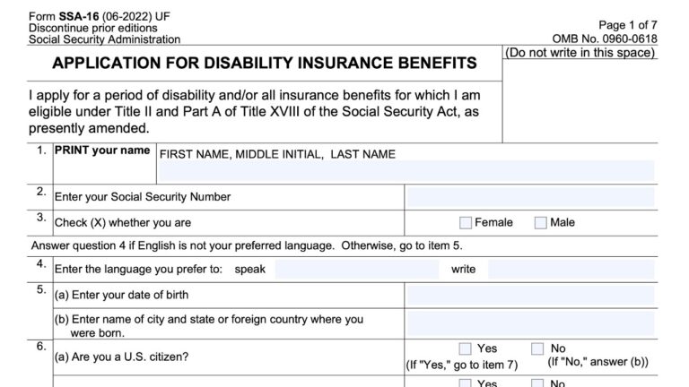 Form SSA 16 Walkthrough Application For Social Security Disability Benefits YouTube