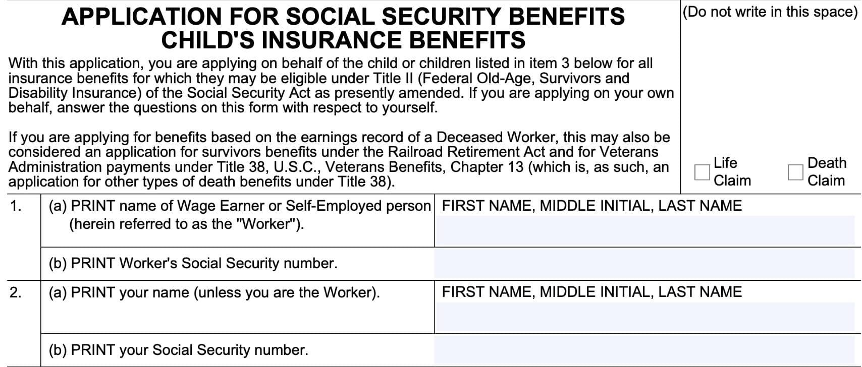Form SSA 4 BK Instructions Child s Social Security Application