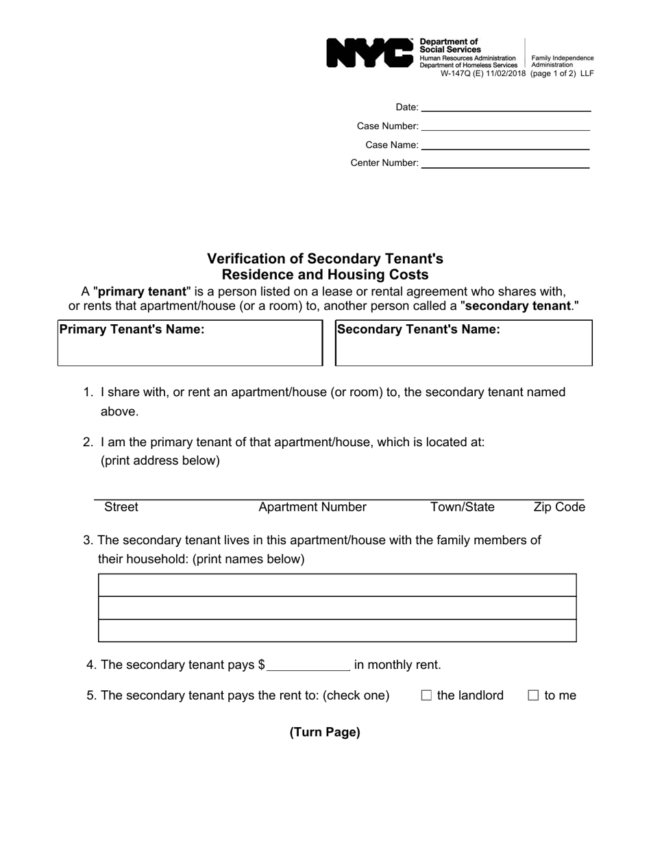Form W 147Q E Fill Out Sign Online And Download Printable PDF New York City Templateroller