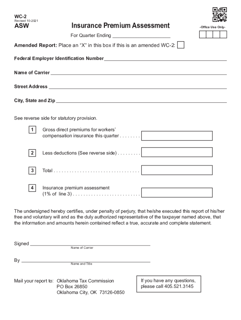 Form WC 2 Insurance Premium Assessment Workers Compensation Fill Out Sign Online DocHub