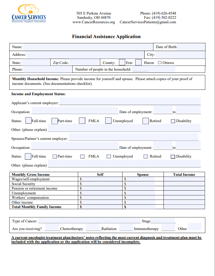Forms Cancer Services