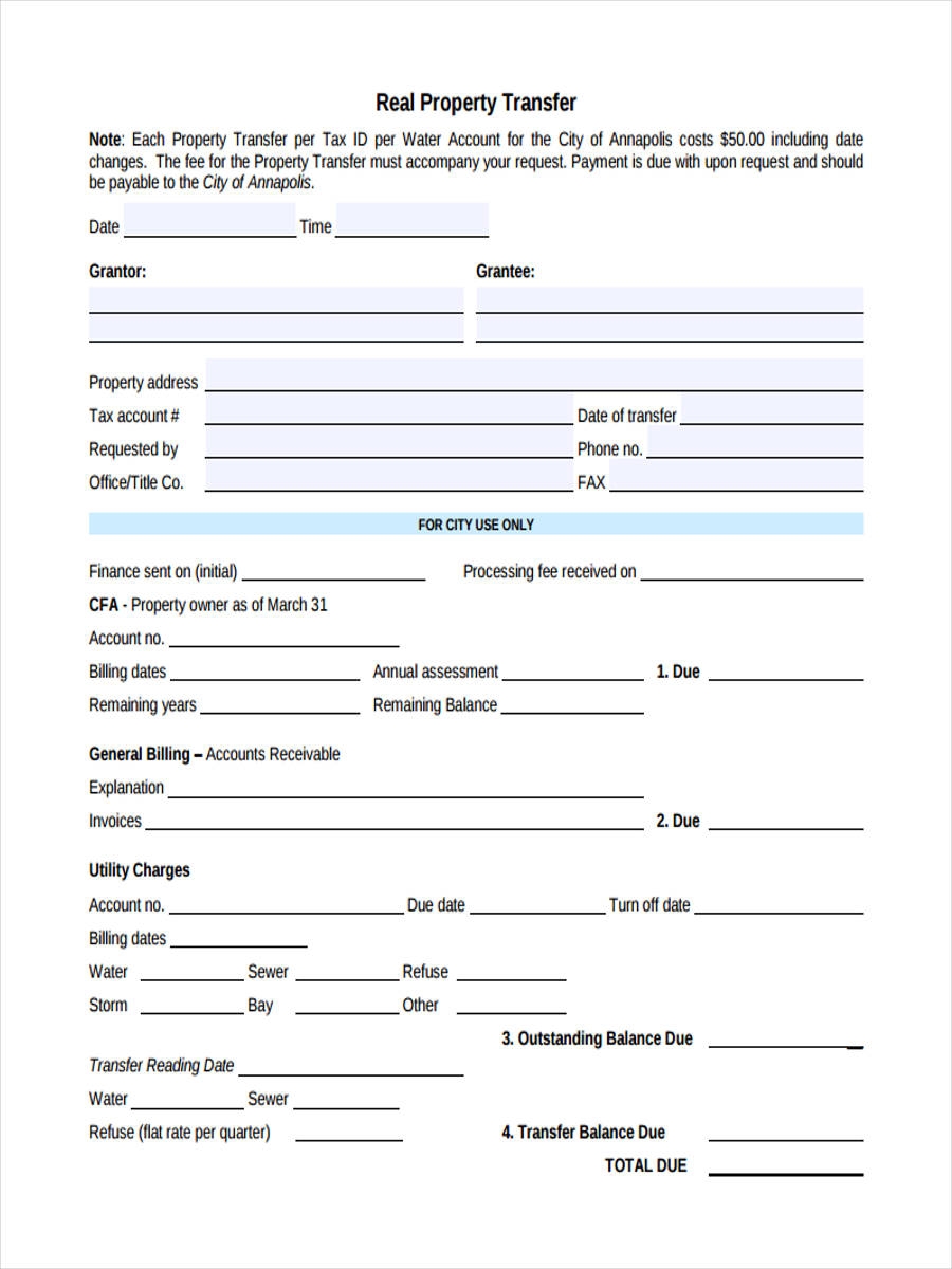 FREE 10 Property Transfer Forms In PDF Ms Word Excel