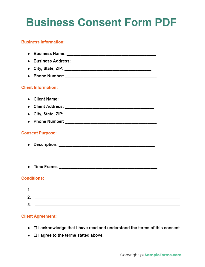 FREE 11 Business Consent Form Samples PDF MS Word Google Docs