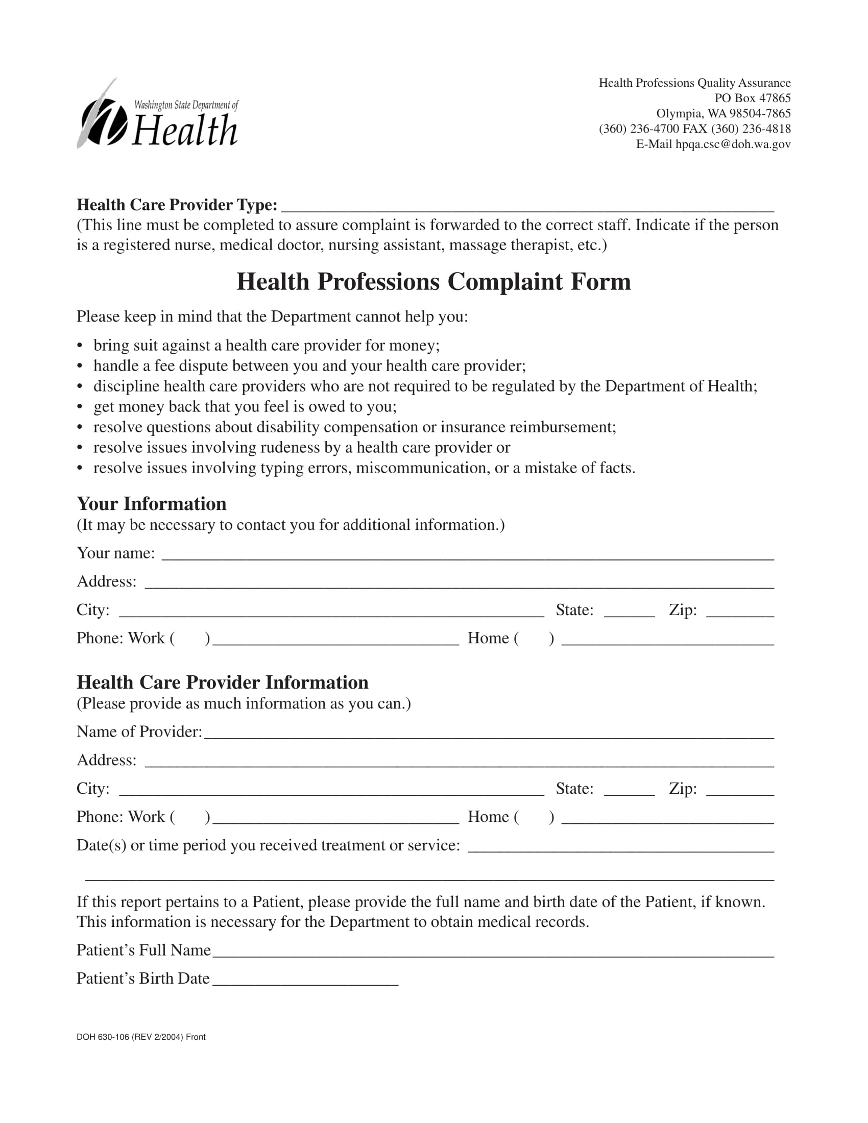 FREE 11 Health Complaint Form Samples In PDF MS Word FREE 11 Health Complaint Form Samples In PDF MS Word