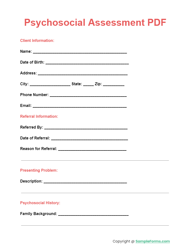 psychosocial assessment form
