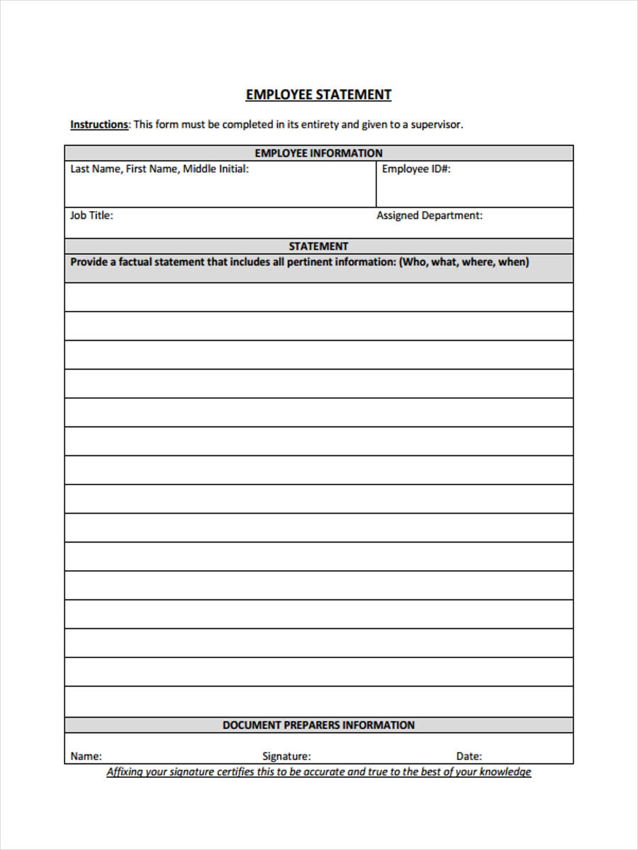 FREE 11 Salary Statement Form Samples PDF MS Word Google Docs