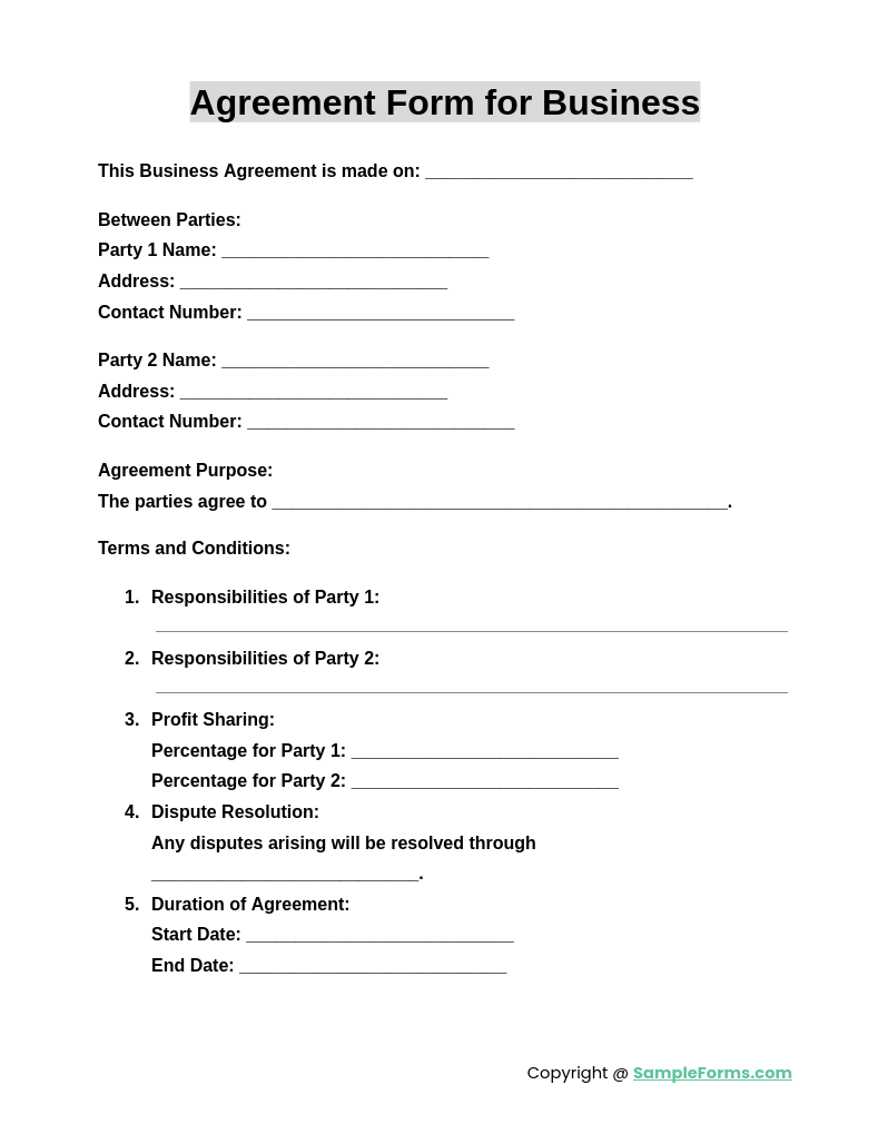 FREE 12 Agreement Form Samples PDF MS Word Google Docs FREE 12 Agreement Form Samples PDF MS Word Google Docs