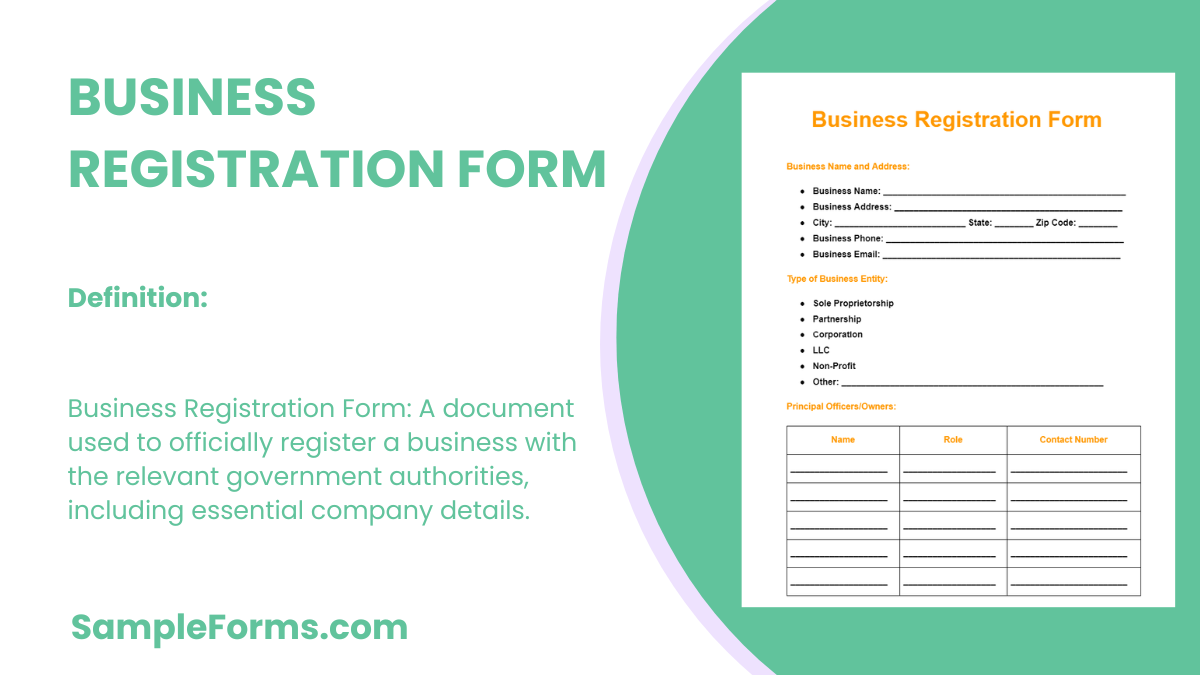 FREE 12 Business Registration Form Samples PDF MS Word Google Docs Excel
