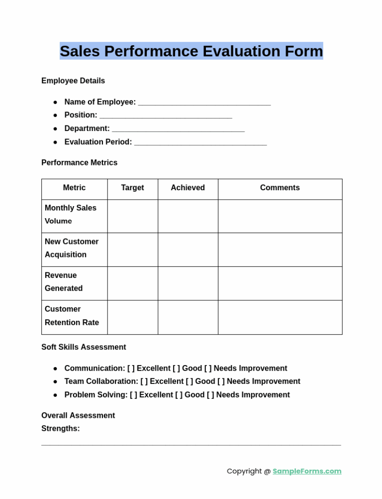 FREE 12 Sales Evaluation Form Samples PDF MS Word Google Docs