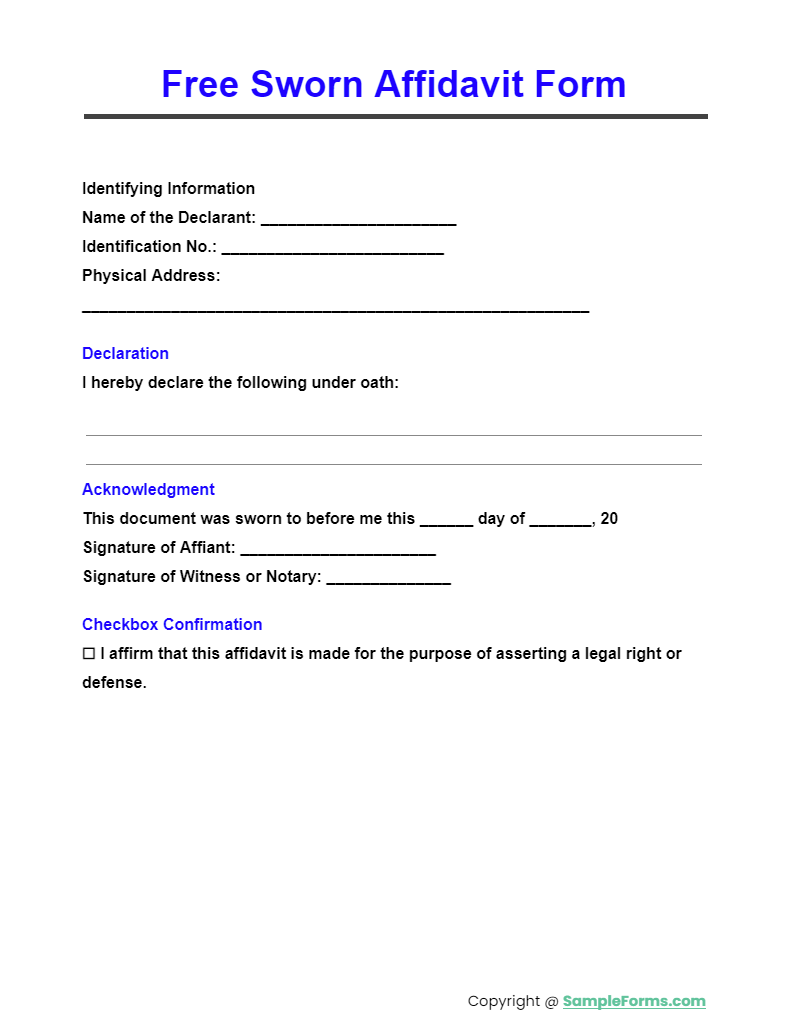 FREE 12 Sworn Affidavit Form Samples PDF MS Word Google Docs