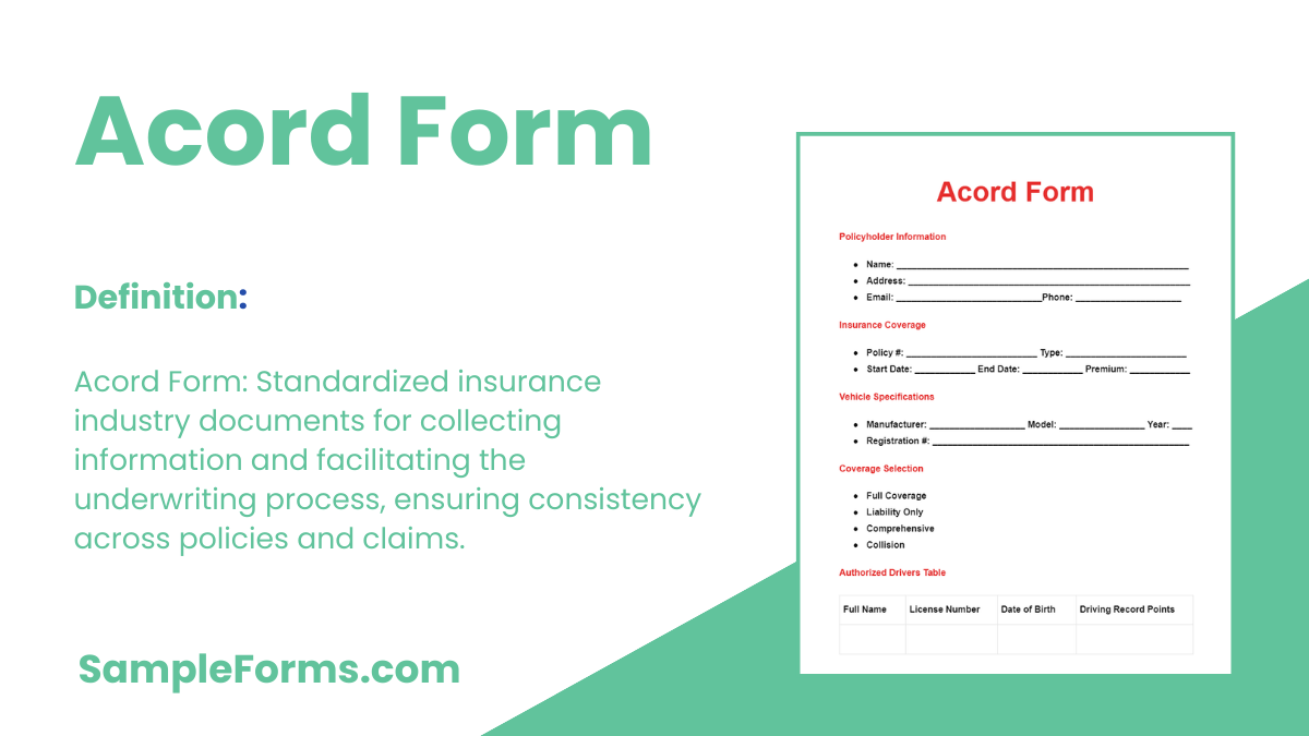 sample acord form sample acord form