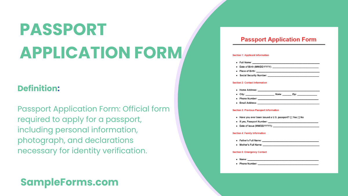 FREE 13 Passport Application Form Samples PDF MS Word Google Docs Excel