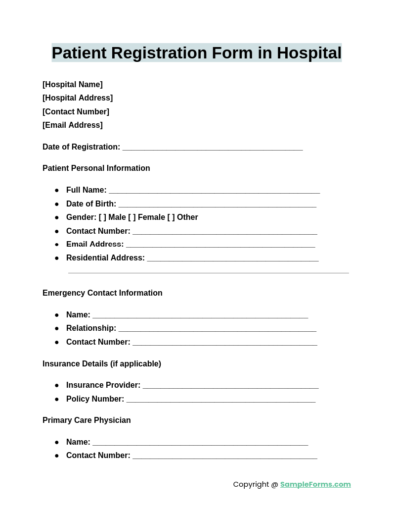 patient registration form