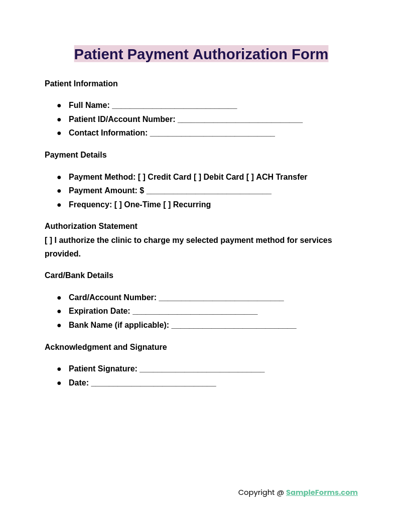 payment authorization forms