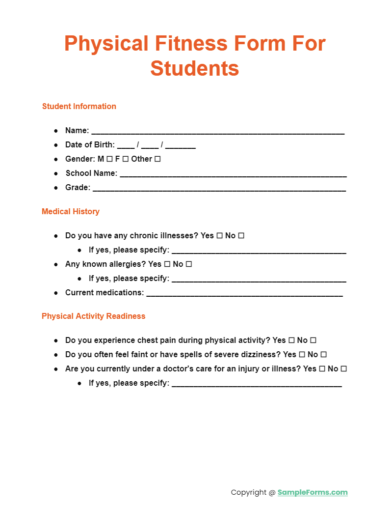 FREE 13 Physical Fitness Form Samples PDF MS Word Google Docs