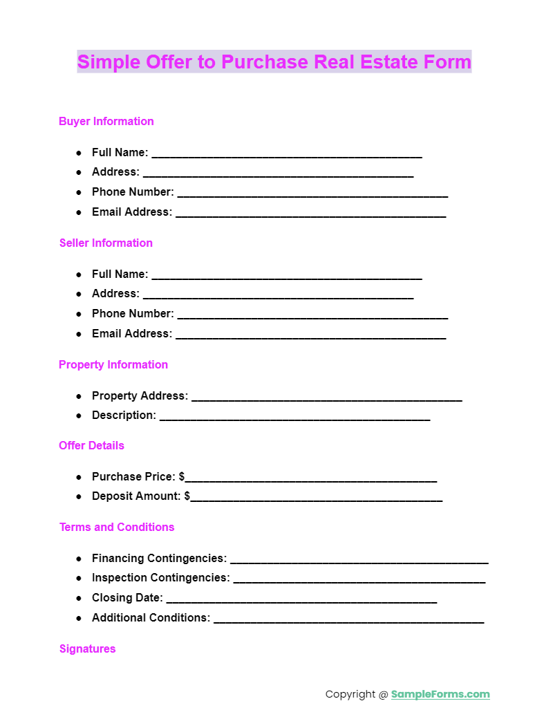 FREE 13 Real Estate Offer Form Samples PDF MS Word Google Docs FREE 13 Real Estate Offer Form Samples PDF MS Word Google Docs