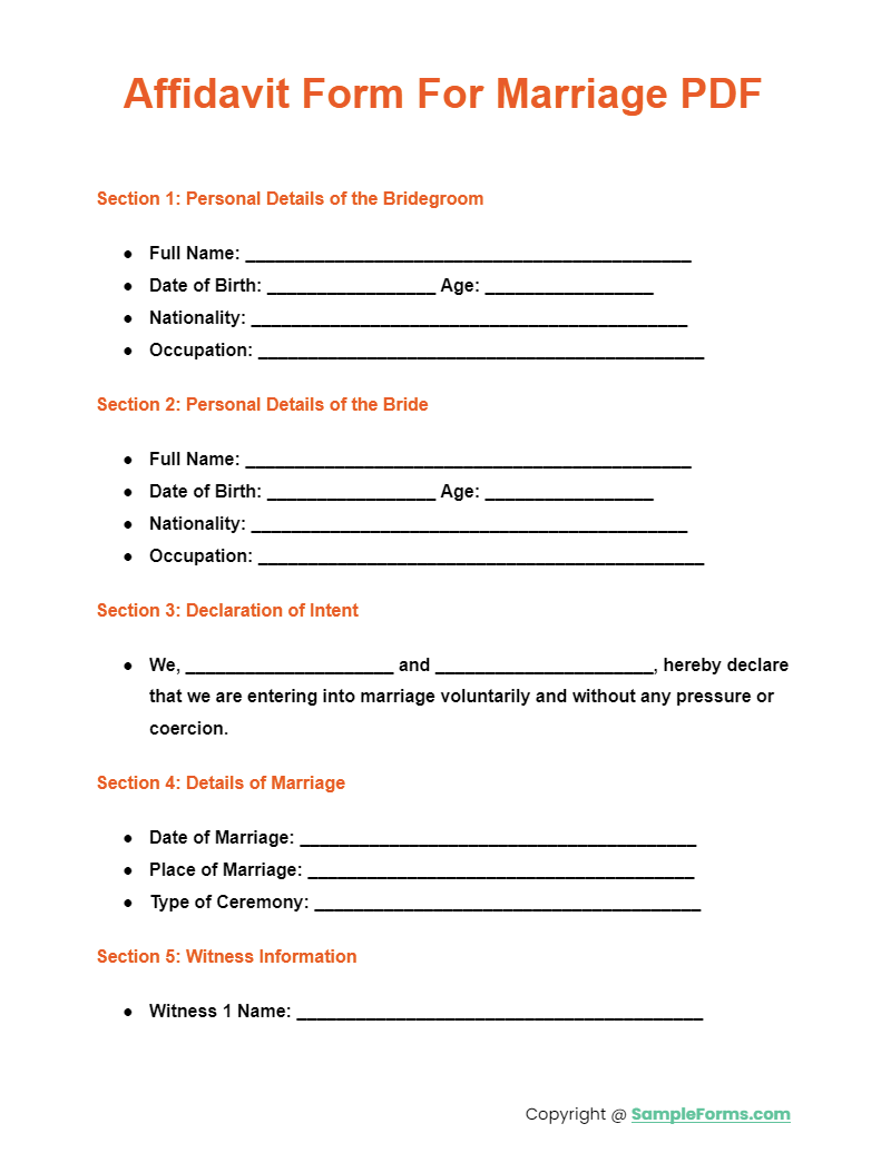 sample affidavit forms for marriage sample affidavit forms for marriage
