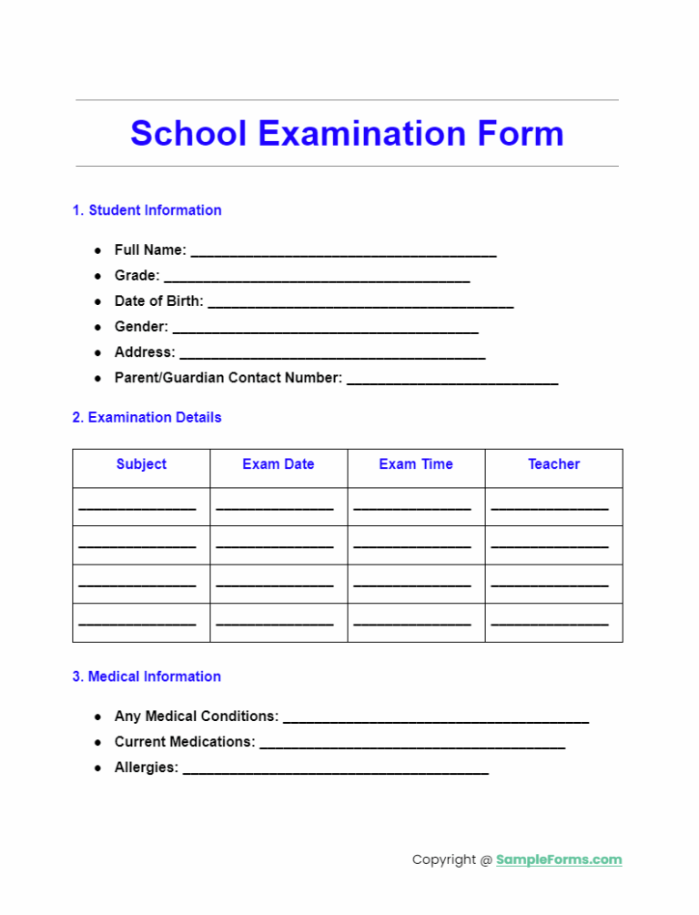 FREE 14 Examination Application Form Samples PDF MS Word Google Docs