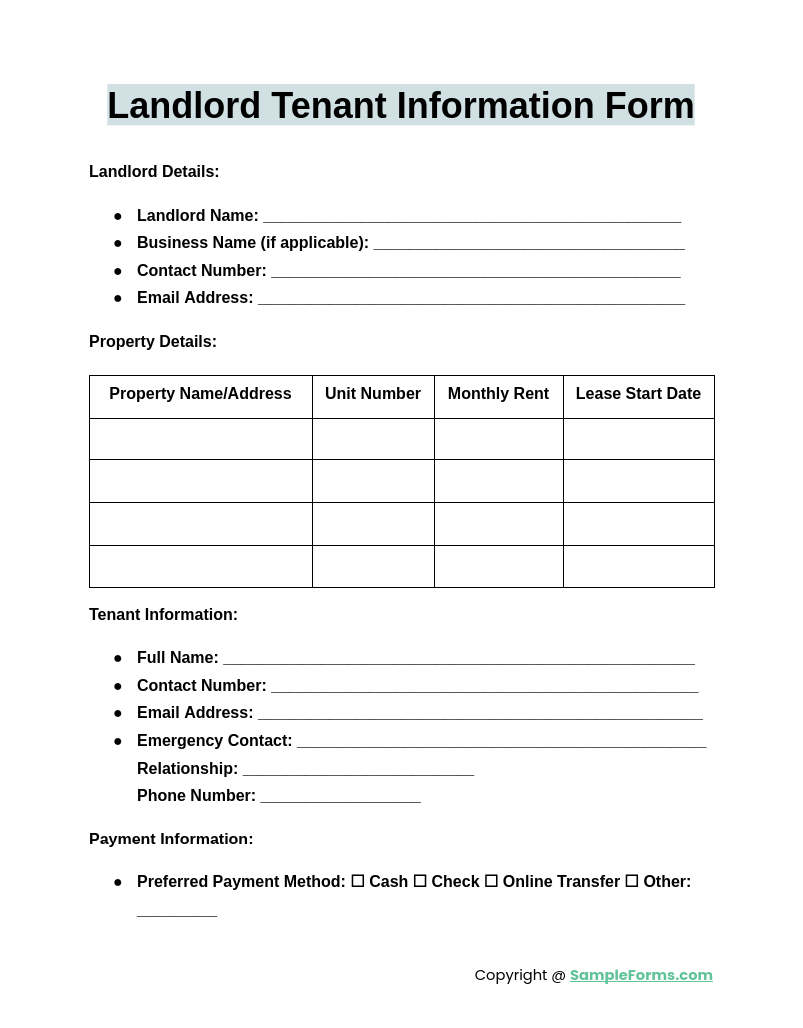 tenant information form