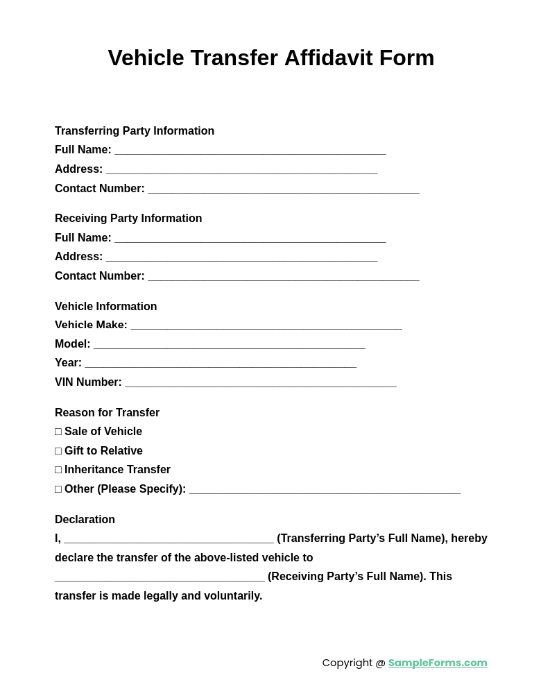 FREE 15 Vehicle Affidavit Form Samples PDF MS Word Google Docs